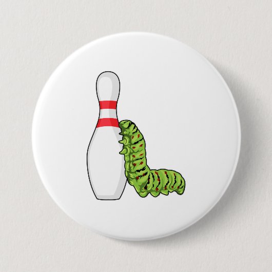 Raupe im Bowling mit Bowling Button (Vorderseite)