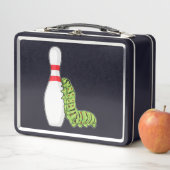 Raupe im Bowling mit Bowling Button Metall Brotdose (Beispiel)