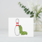 Raupe im Bowling mit Bowling Button Postkarte (Stehend Vorderseite)