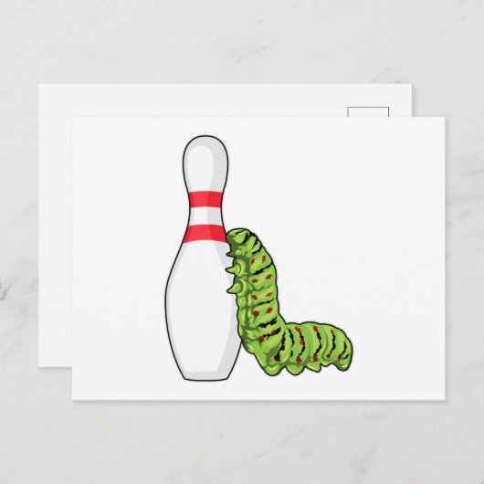 Raupe im Bowling mit Bowling Button Postkarte (Vorne/Hinten)