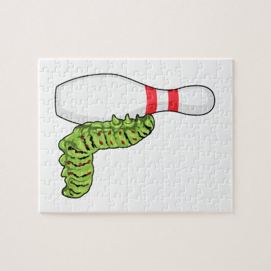 Raupe im Bowling mit Bowling Button Puzzle (Horizontal)