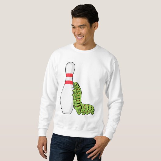 Raupe im Bowling mit Bowling Button Sweatshirt (Vorne ganz)