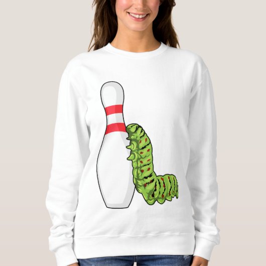Raupe im Bowling mit Bowling Button Sweatshirt (Vorderseite)