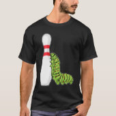 Raupe im Bowling mit Bowling Button T-Shirt (Vorderseite)