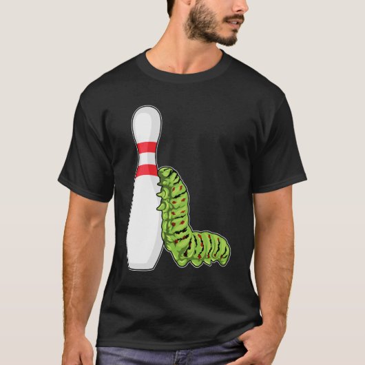 Raupe im Bowling mit Bowling Button T-Shirt (Vorderseite)
