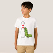 Raupe im Bowling mit Bowling Button T-Shirt (Vorne ganz)