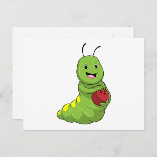 Raupe im Bowling mit Bowlingball Postkarte (Vorne/Hinten)