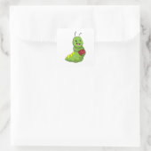 Raupe im Bowling mit Bowlingball Quadratischer Aufkleber (Tasche)