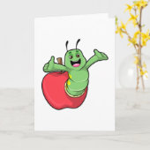 Raupe mit Apfel Karte (Gelbe Blume)