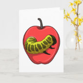 Raupe mit Apfel Karte (Gelbe Blume)