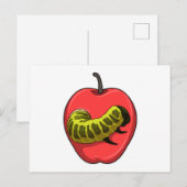 Raupe mit Apfel Postkarte (Vorne/Hinten)