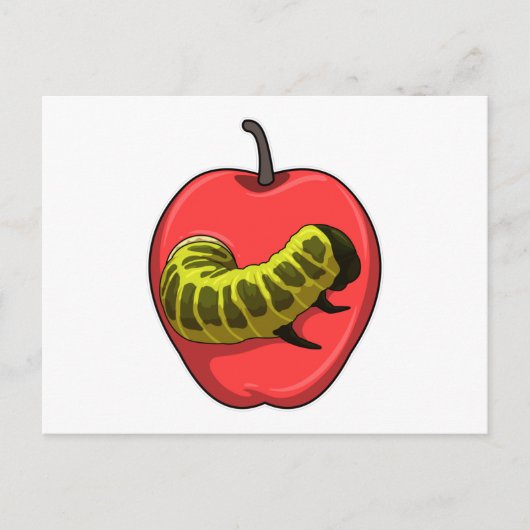 Raupe mit Apfel Postkarte (Vorderseite)