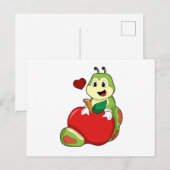 Raupe mit Apfel Postkarte (Vorne/Hinten)