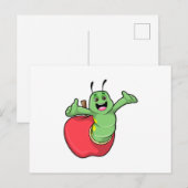 Raupe mit Apfel Postkarte (Vorne/Hinten)
