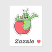 Raupe mit Apple Aufkleber (Blatt)