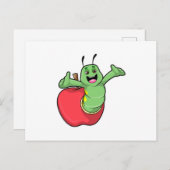 Raupe mit Apple Postkarte (Vorne/Hinten)
