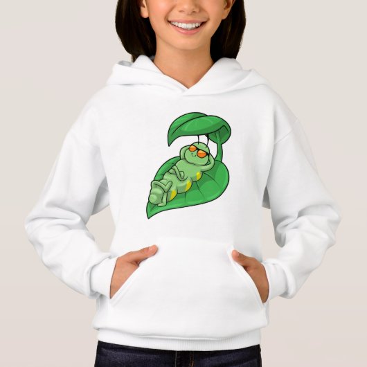 Raupe mit Blatt Hoodie (Vorderseite)