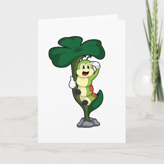 Raupe mit Blatt Karte (Vorderseite)