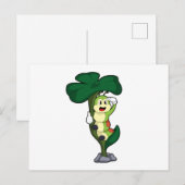 Raupe mit Blatt Postkarte (Vorne/Hinten)