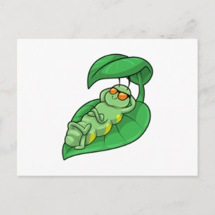 Raupe mit Blatt Postkarte