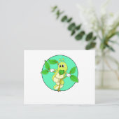 Raupe mit Blatt Postkarte (Stehend Vorderseite)