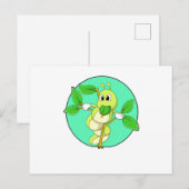 Raupe mit Blatt Postkarte (Vorne/Hinten)