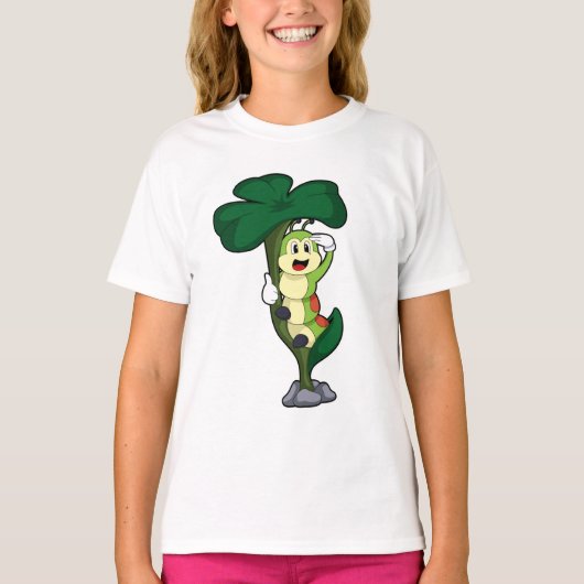 Raupe mit Blatt T-Shirt (Vorderseite)