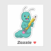 Raupe mit Bleistift Aufkleber (Blatt)