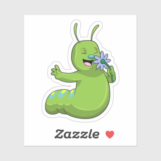 Raupe mit Blume Daisy Aufkleber (Blatt)