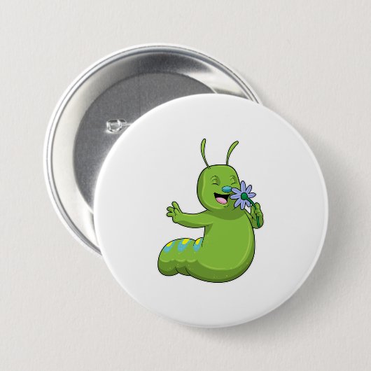 Raupe mit Blume Daisy Button (Vorne & Hinten)