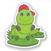 Raupe mit Cap Aufkleber (Vorderseite)