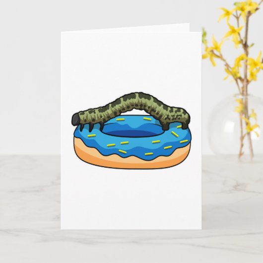 Raupe mit Donut Karte (Gelbe Blume)