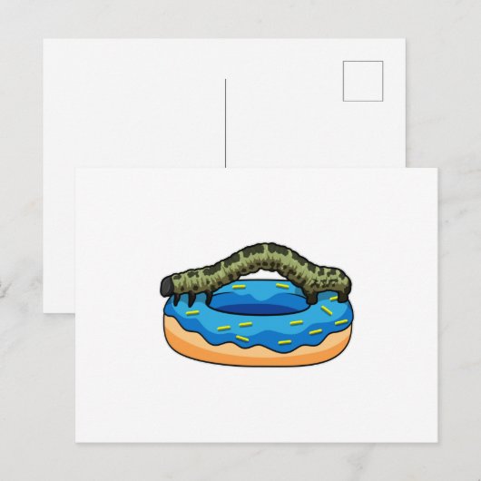 Raupe mit Donut Postkarte (Vorne/Hinten)