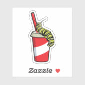 Raupe mit Drink Aufkleber (Blatt)