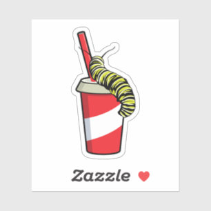 Raupe mit Drink Aufkleber