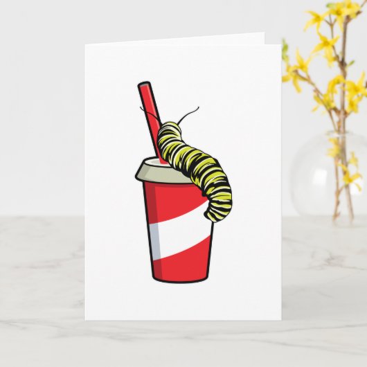 Raupe mit Drink Karte (Gelbe Blume)