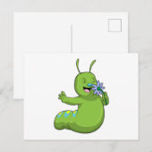Raupe mit Gänseblümchen Postkarte (Vorne/Hinten)