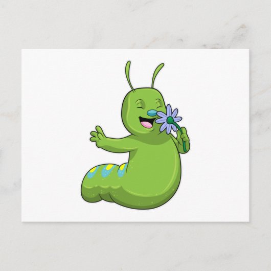 Raupe mit Gänseblümchen Postkarte (Vorderseite)