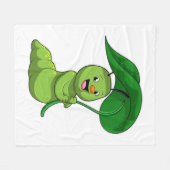 Raupe mit Leaf als Parasol Fleecedecke (Vorderseite (Horizontal))