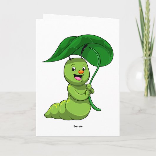 Raupe mit Leaf als Parasol Karte (Rückseite)