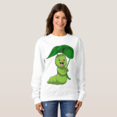 Raupe mit Leaf als Parasol Sweatshirt (Vorne ganz)