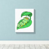 Raupe mit Leaf Leinwanddruck (Insitu (Holzboden))