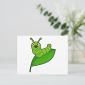 Raupe mit Leaf Postkarte (Stehend Vorderseite)