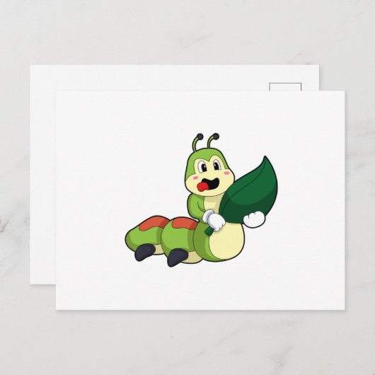 Raupe mit Leaf Postkarte (Vorne/Hinten)