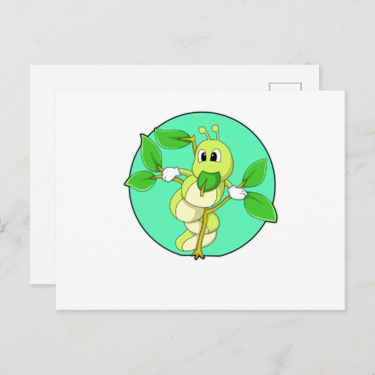 Raupe mit Leaf Postkarte (Vorne/Hinten)