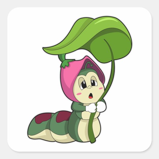 Raupe mit Leaf Quadratischer Aufkleber (Vorderseite)