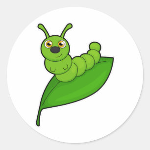 Raupe mit Leaf Runder Aufkleber