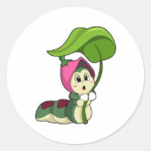 Raupe mit Leaf Runder Aufkleber (Vorderseite)