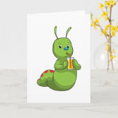 Raupe mit Orangensaftglas Karte (Gelbe Blume)