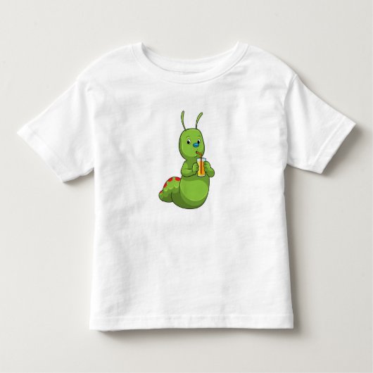 Raupe mit Orangensaftglas Kleinkind T-shirt (Vorderseite)